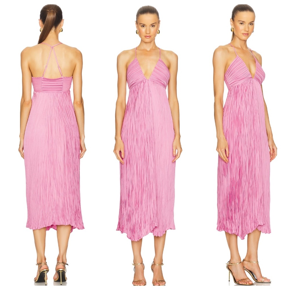 A.L.C. Pink Pleated Midi Dress